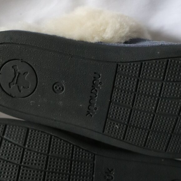 NukNuuk Womens Sz 8 Blue Leather Upper Sheepskin Slip On Indoor Light Slippers - Picture 8 of 8